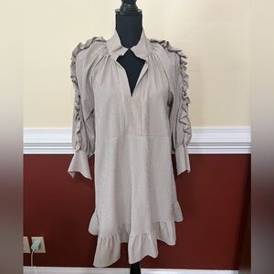 Karlie Check Ruffle Dress, Brown